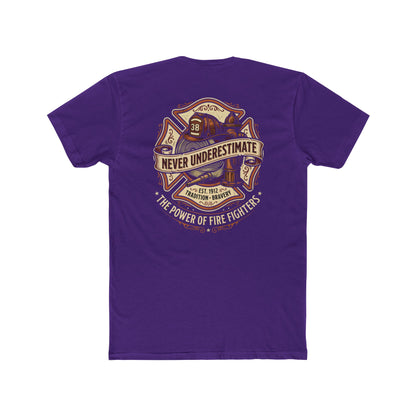 Firefighter Tee - "Never Underestimate" Vintage Firefighter Helmet Design