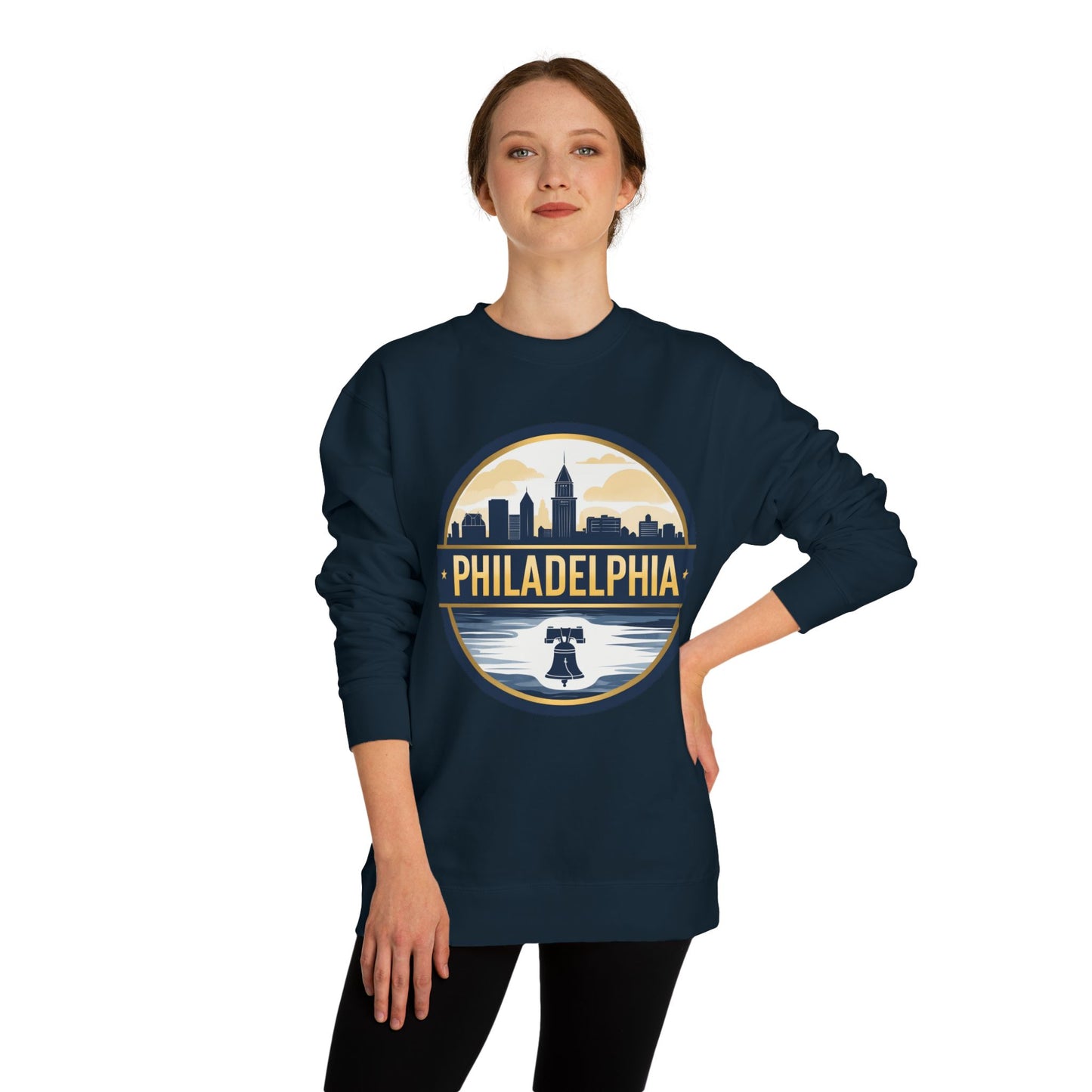 Philadelphia Skyline Crewneck Sweatshirt — Retro Liberty Bell Cityscape