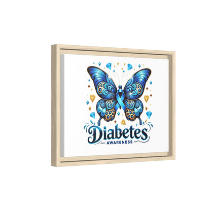 Diabetes Awareness Blue Ribbon Butterfly Matte Framed Canvas