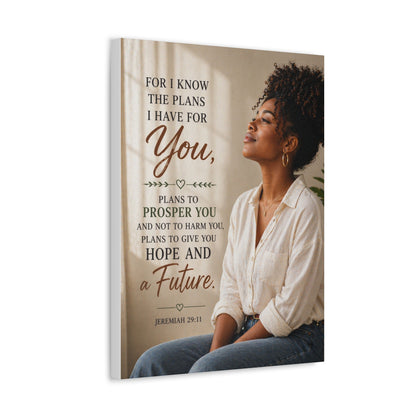 Jeremiah 29:11 Canvas Wall Art — "For I Know the Plans I Have for You" Inspirational Stretched Canvas