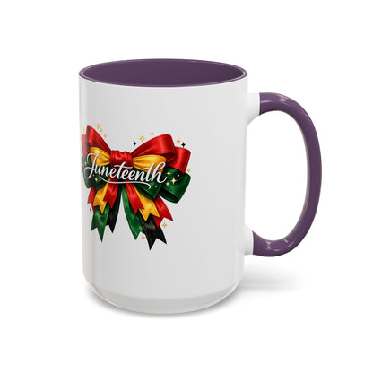 Juneteenth Ribbon Coffee Mug — Black/Red/Green Celebration Accent Mug