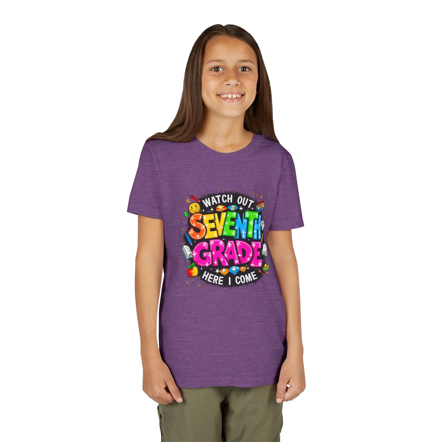 Seventh Grade Kids T-Shirt – “Watch Out Seventh Grade Here I Come” Back-to-School Tee