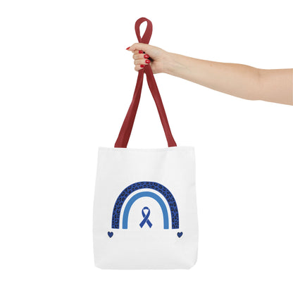 Blue Awareness Ribbon Rainbow Tote Bag – Support & Hope Everyday Tote
