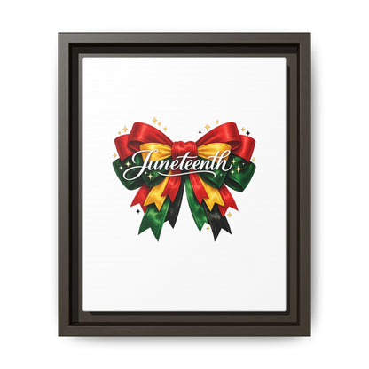 Juneteenth Framed Canvas Print – Festive Red, Green & Gold Ribbon Wall Art