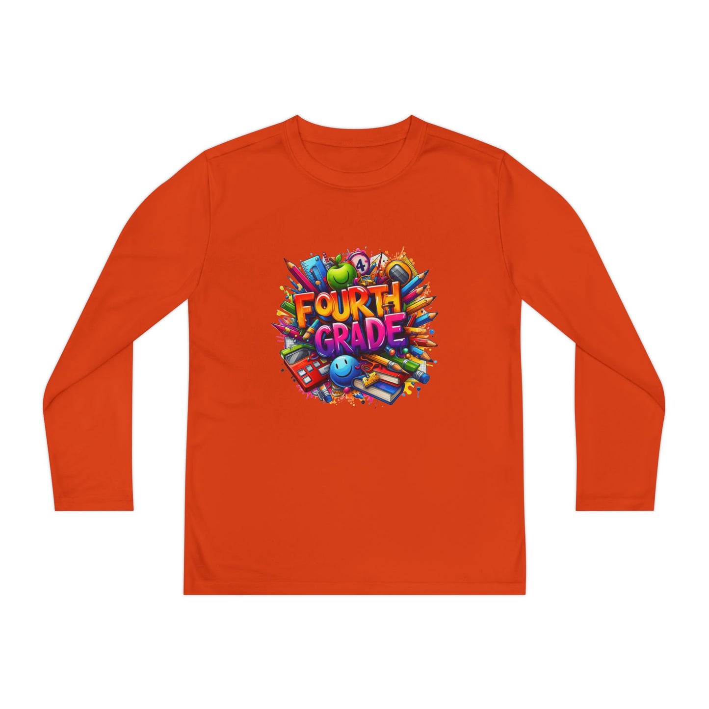 Fourth Grade Long Sleeve Tee — Colorful School Kids Shirt