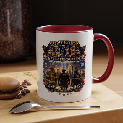 11oz/15oz Coffee Mug — 25 Years of 9/11 Never Forgotten Memorial Design