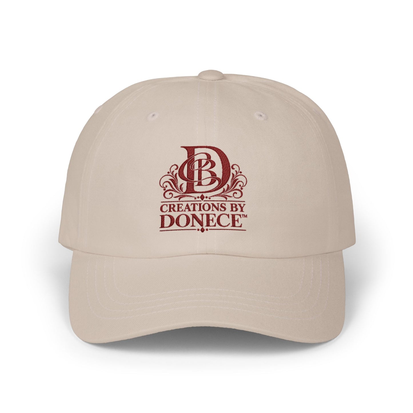 Creations By Donece Embroidered Dad Cap — Classic White Logo Hat