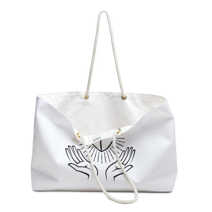 Faith Heart Weekender Bag — Christian Cross & Praying Hands Travel Tote