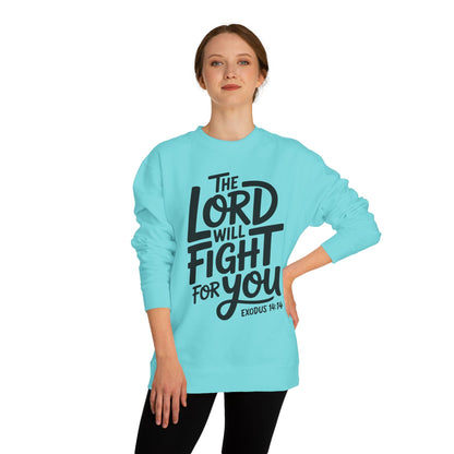 Sweatshirt — “The Lord Will Fight For You” Faith Crewneck (Exodus 14:14)
