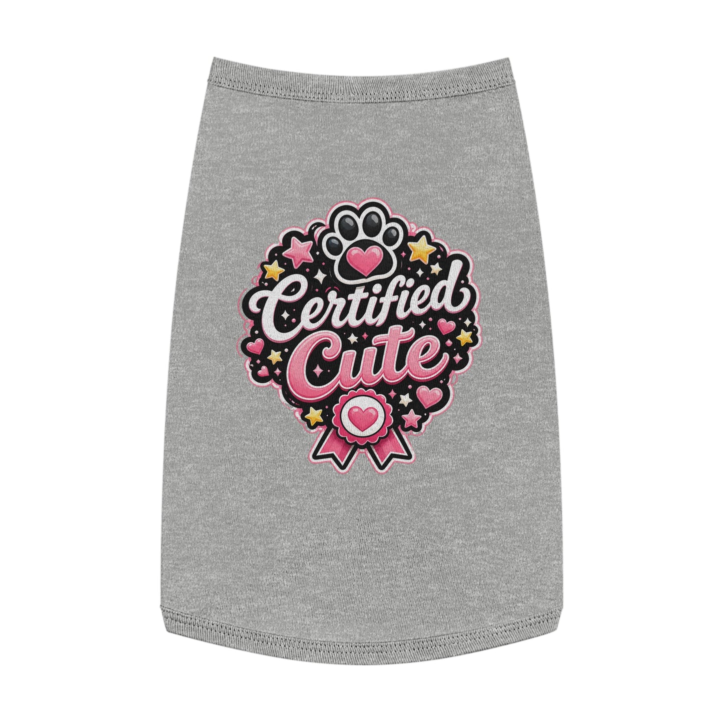 Certified Cute Pet Tank Top — Pink Paw Ribbon Dog Shirt