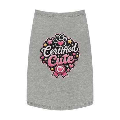 Certified Cute Pet Tank Top — Pink Paw Ribbon Dog Shirt