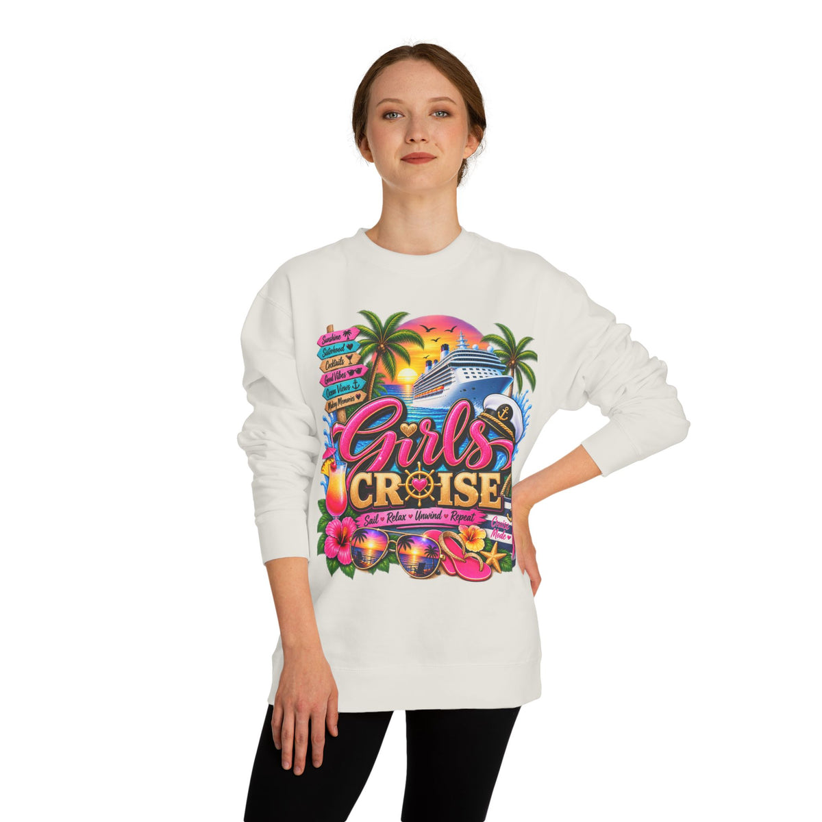 Girls Cruise Sweatshirt — Tropical Bachelorette/Group Vacation Crewneck