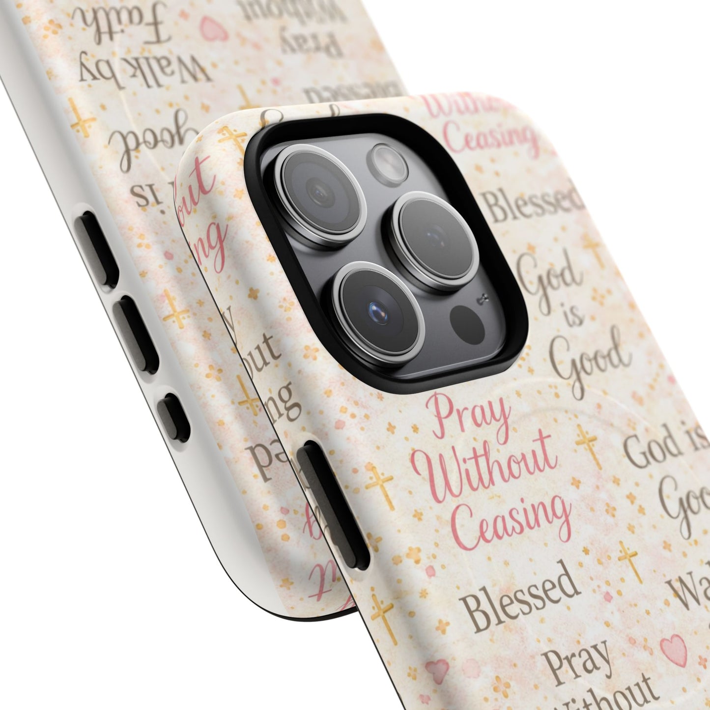 Christian Faith Magnetic Phone Case — "Pray Without Ceasing" Patterned Tough Case