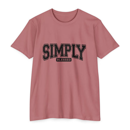 Simply Blessed T-Shirt — Vintage Collegiate Script Faith Tee