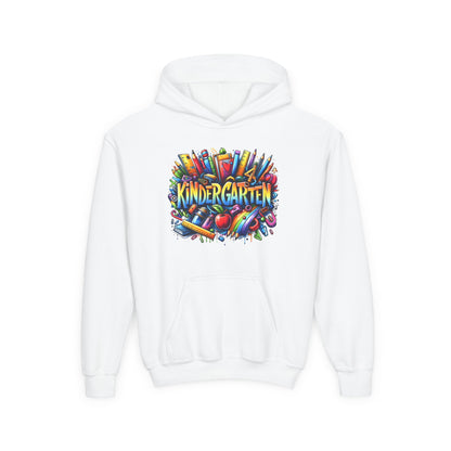Kindergarten Kids Hoodie — Colorful School Supplies Back-to-School Sweatshirt