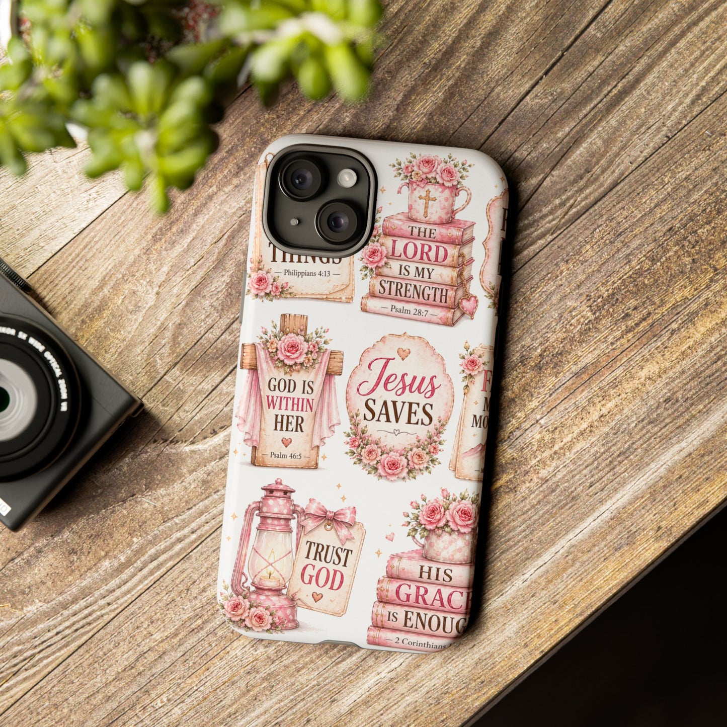 Faith Phone Case — 'Jesus Saves' Floral Christian Scripture iPhone Case