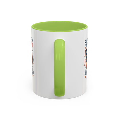 Dad Coffee Mug — Patriotic "DAD" Design with Loving, Hardworking, Protector Keywords (11/15oz Accent Mug)