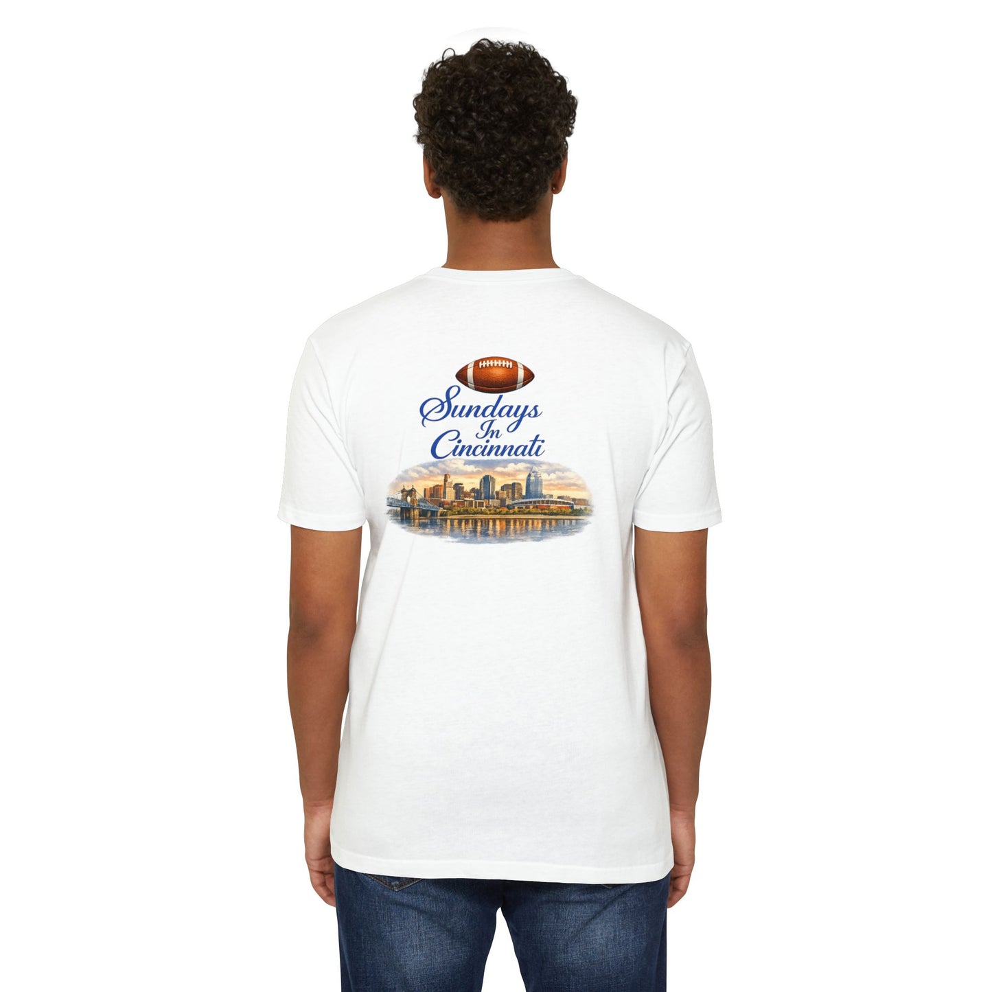 Sundays in Cincinnati Football T-Shirt — City Skyline Game Day Tee