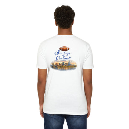 Sundays in Cincinnati Football T-Shirt — City Skyline Game Day Tee