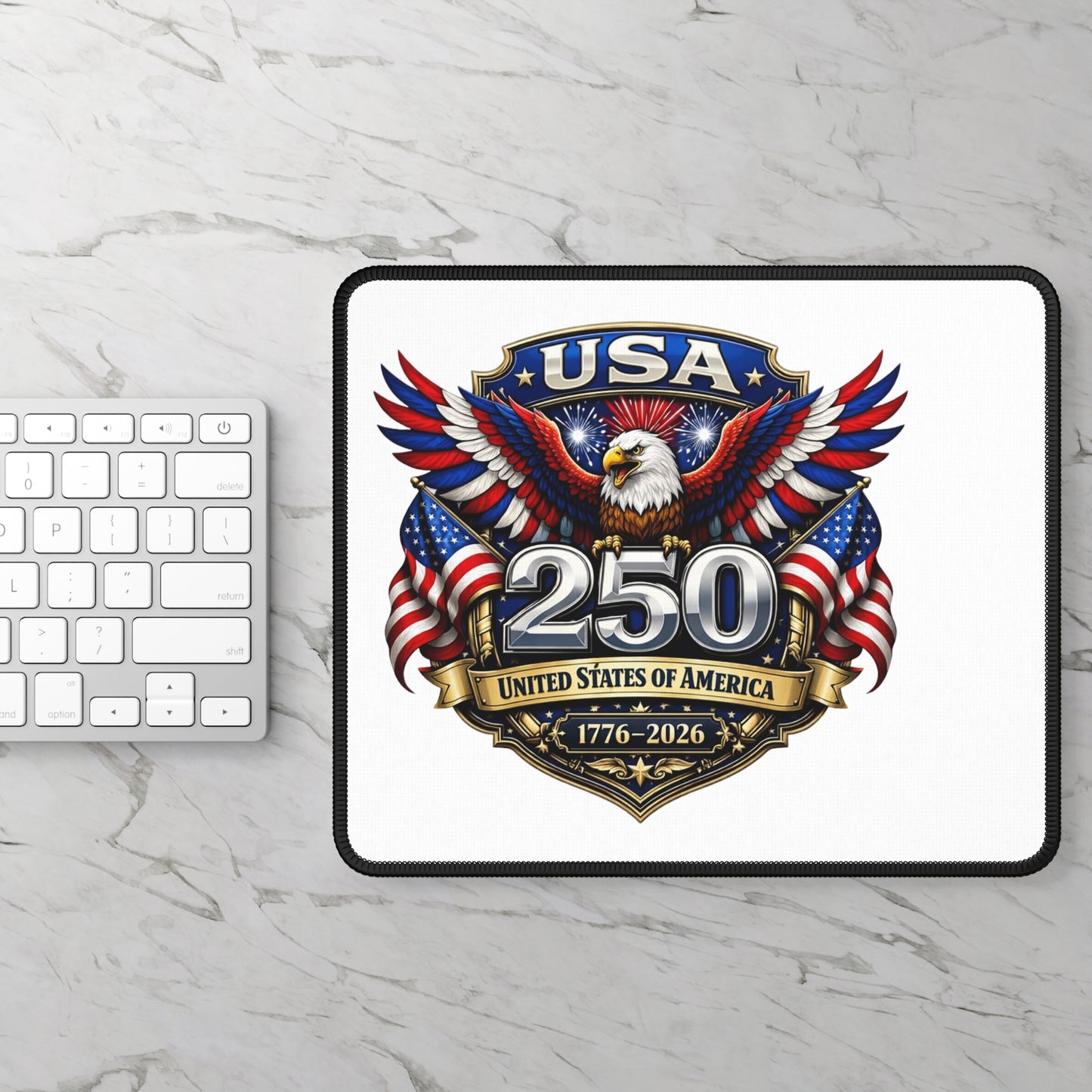 USA 250th Anniversary Gaming Mouse Pad — Patriotic Eagle 1776–2026 Desk Mat