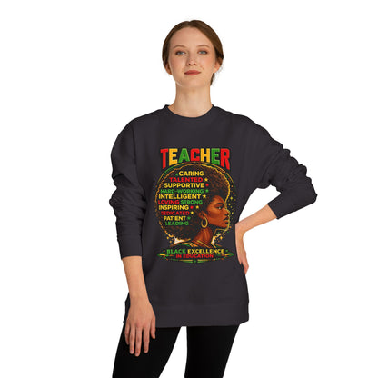 Teacher Afro Portrait Sweatshirt — Black Excellence Educator Crewneck