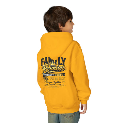 Family Reunion Hoodie — "Different Roots One Family" Youth Pullover