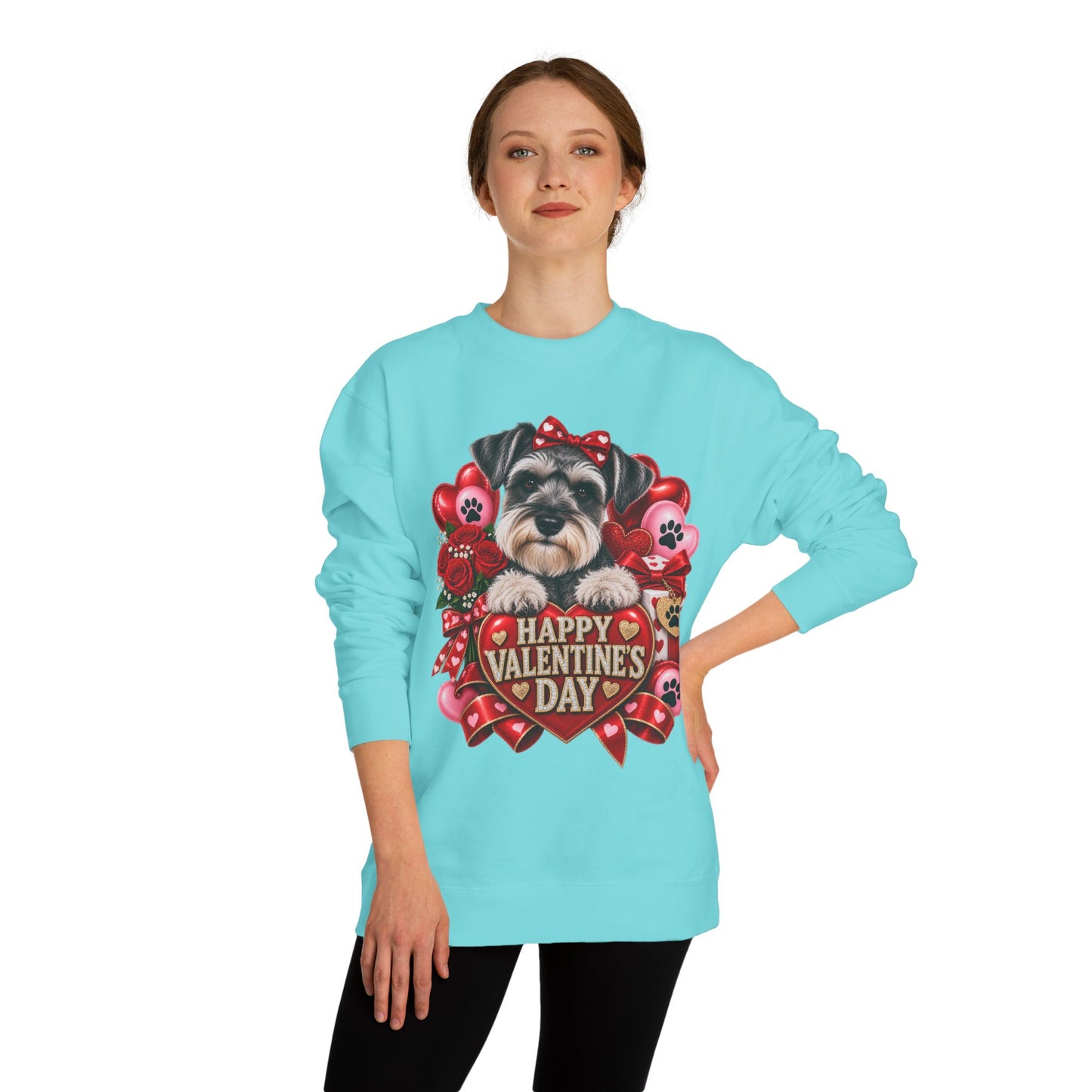 Valentine's Day Dog Sweatshirt — Cute Schnauzer "Happy Valentine's Day" Crewneck