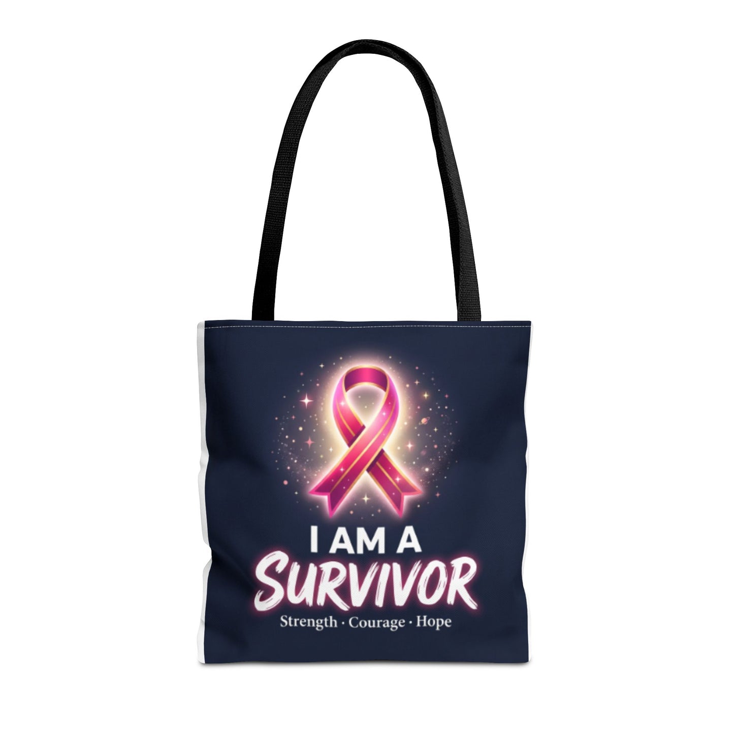 Survivor Ribbon Tote Bag — "I Am A Survivor" Breast Cancer Awareness Tote