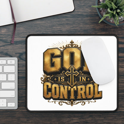 God Is In Control Gaming Mouse Pad — Inspirational Christian Desk Mat
