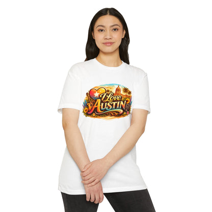 I Love Austin Graphic T-Shirt — Vintage Texas Cityscape Tee