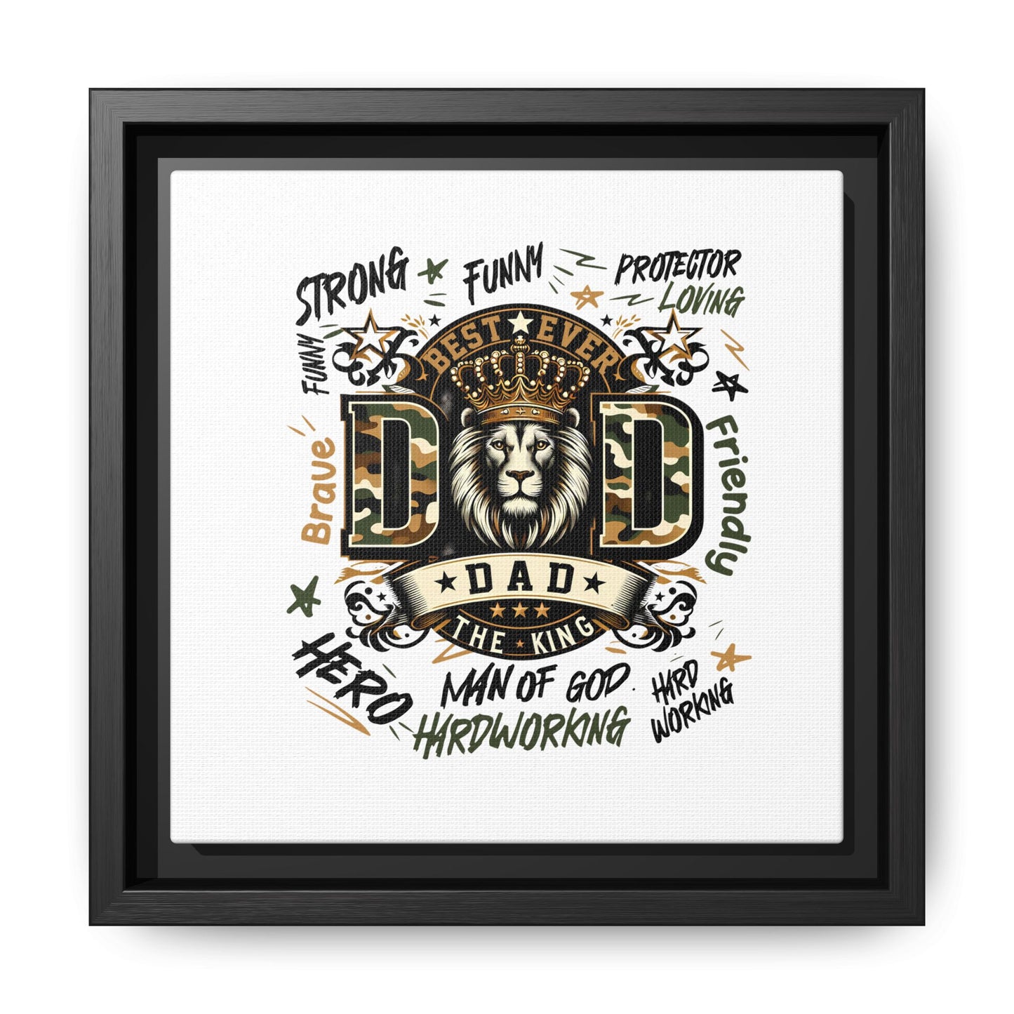 Framed Matte Canvas 'Best Ever DAD' Wall Art – Lion King Design, Father’s Day Gift