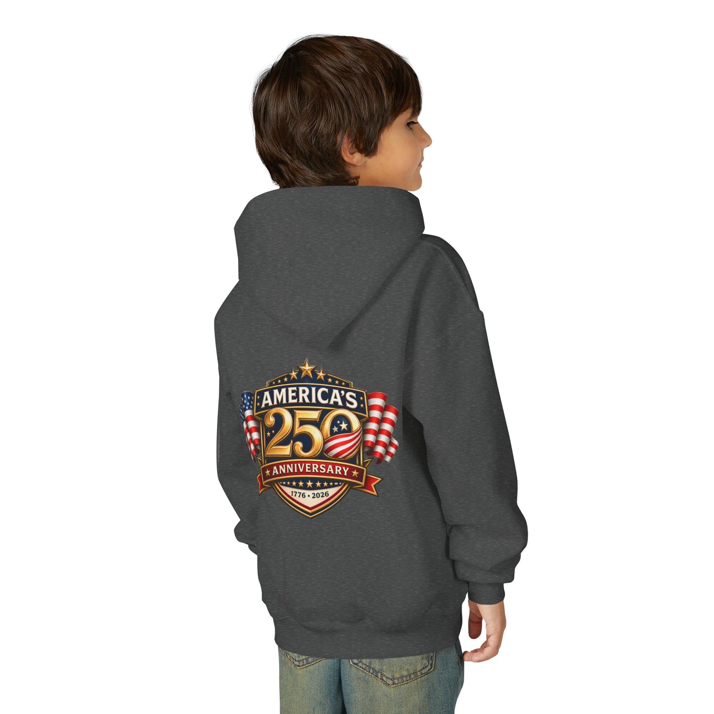 Youth Hoodie — "America's 250th Anniversary" Patriotic 1776-2026 Celebration Design