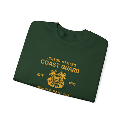 Coast Guard Crest Crewneck Sweatshirt — "Semper Paratus" Military Pullover