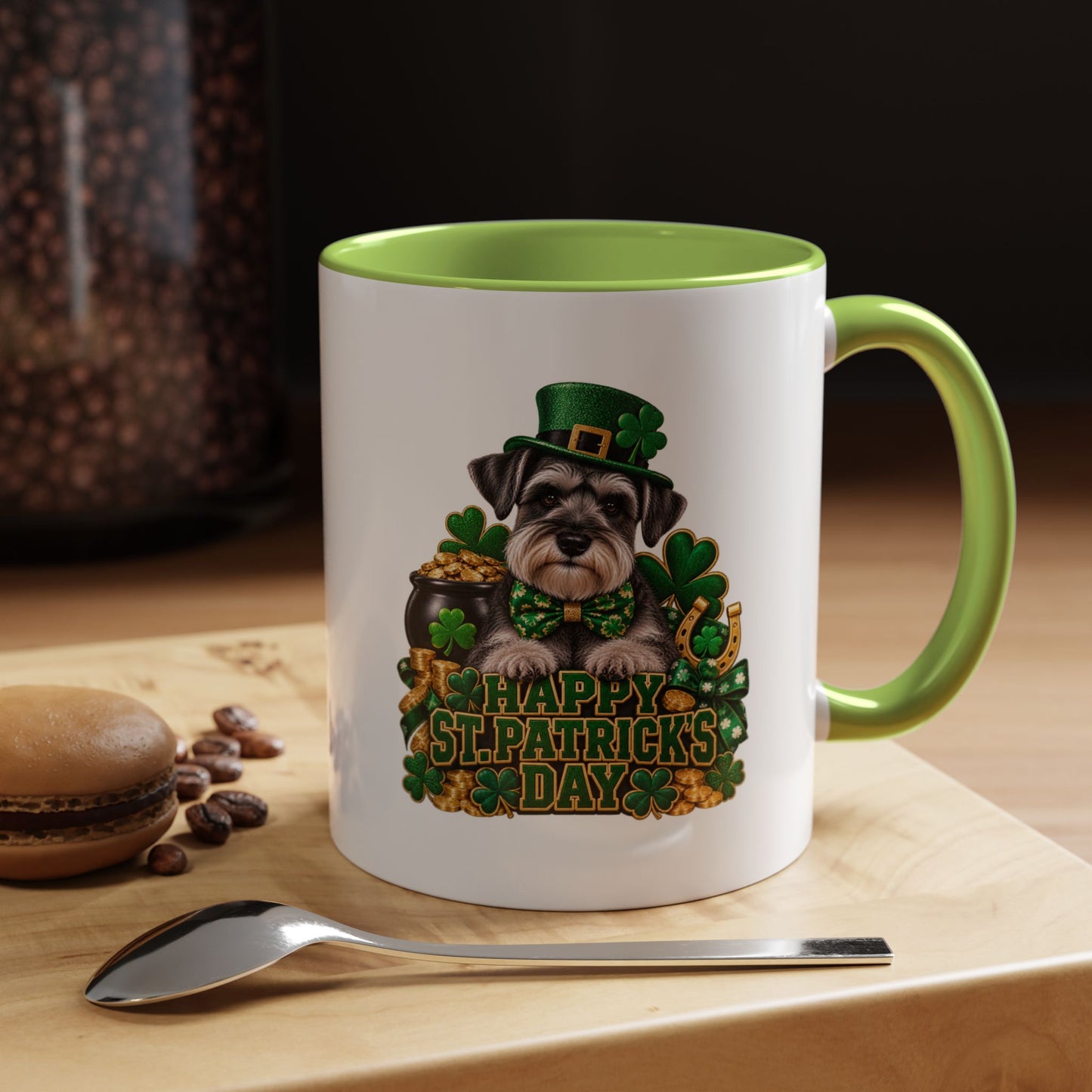 St. Patrick's Day Schnauzer Coffee Mug – Happy St. Patrick's Day Accent Mug