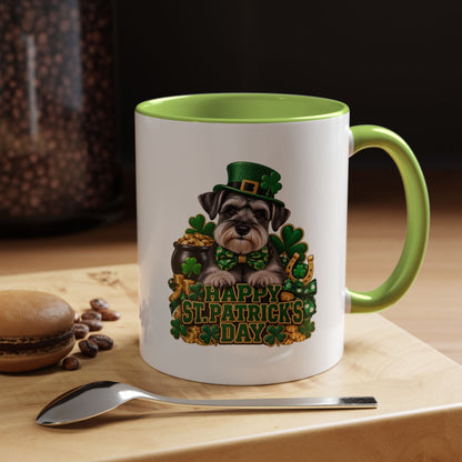 St. Patrick's Day Schnauzer Coffee Mug – Happy St. Patrick's Day Accent Mug