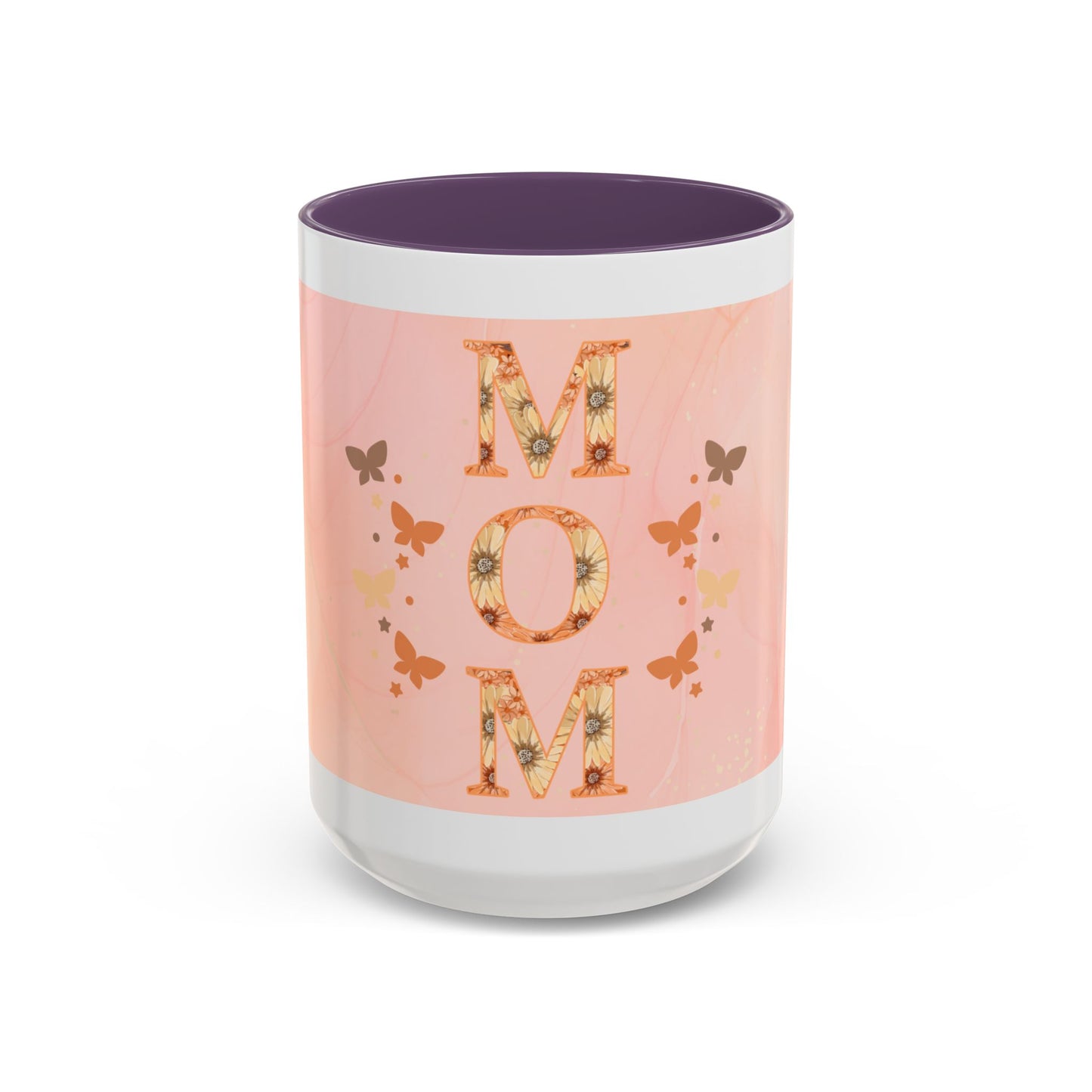 Mom Floral Accent Coffee Mug – Pink Butterfly Mother's Day Gift (11/15oz)