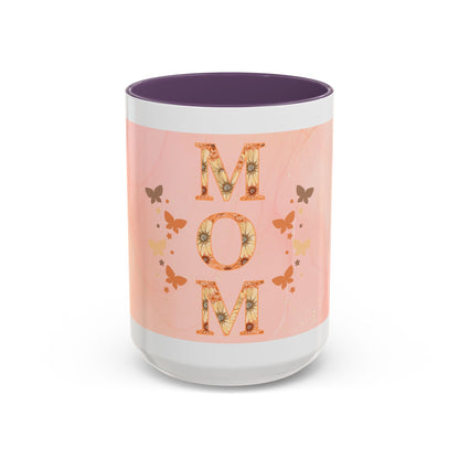 Mom Floral Accent Coffee Mug – Pink Butterfly Mother's Day Gift (11/15oz)