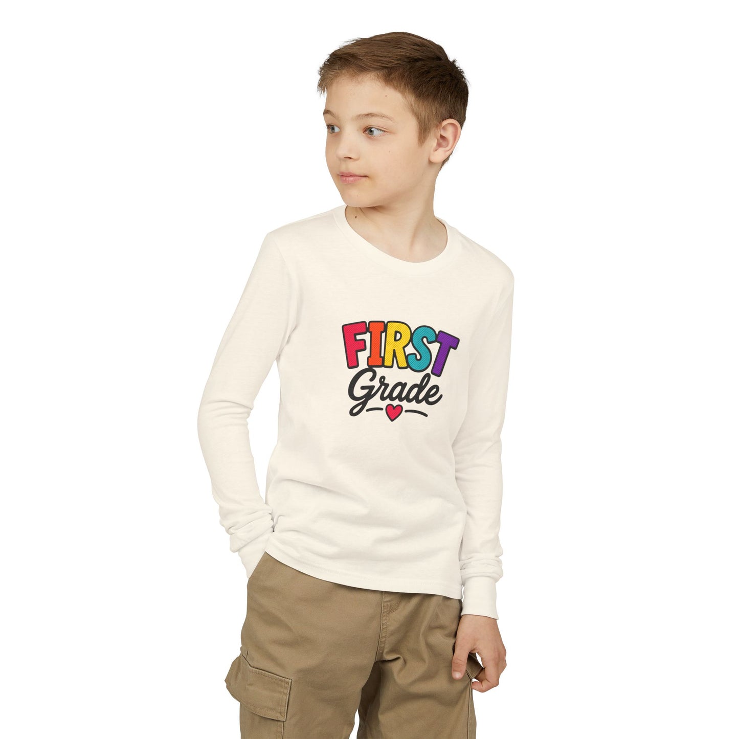First Grade Kids Long Sleeve Tee — Colorful Back-to-School Shirt