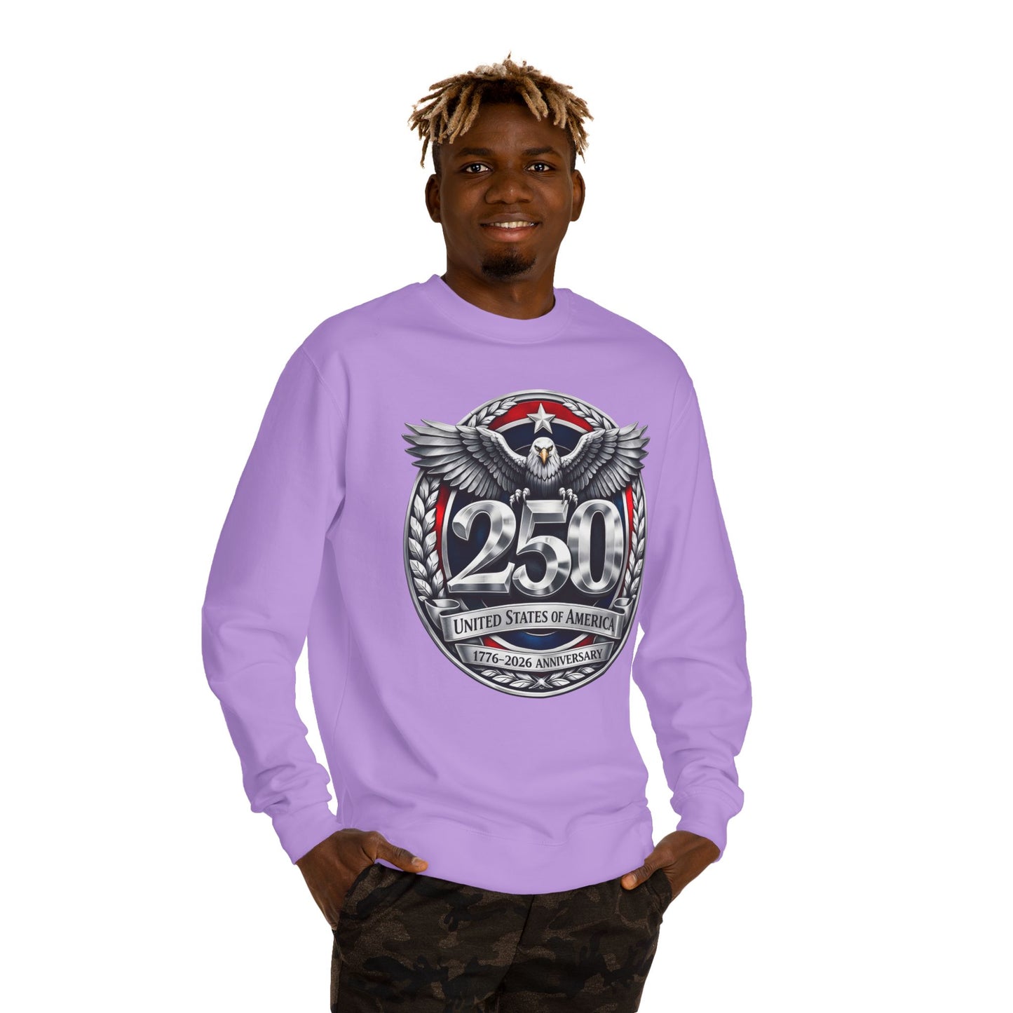 250th USA Anniversary Sweatshirt — Eagle Emblem 1776–2026 Commemorative Crewneck
