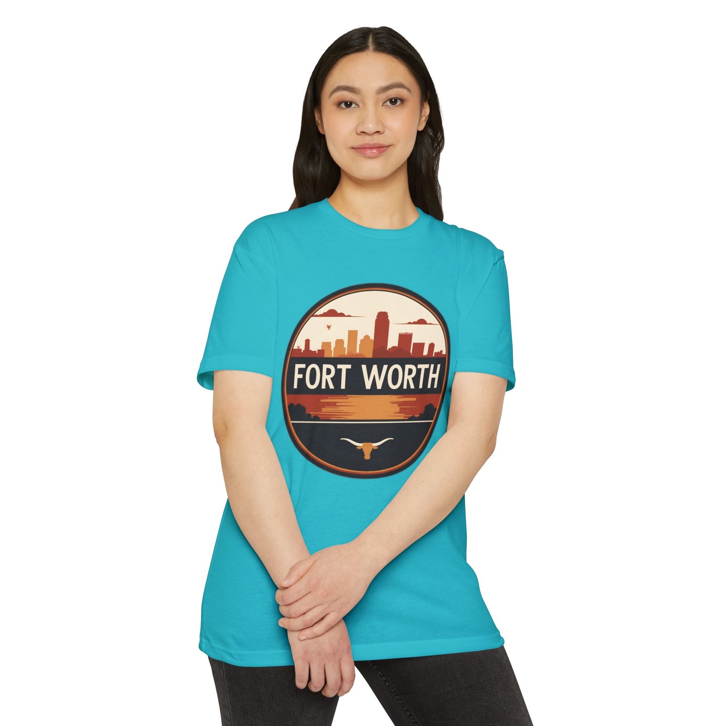 Fort Worth Skyline T-Shirt — Vintage Texas City Circle Design