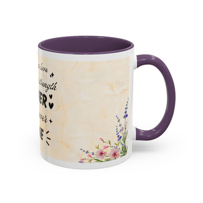 Mother Home Coffee Mug — Floral 'She Gave Us Love, She Gave Us Strength' Accent Mug