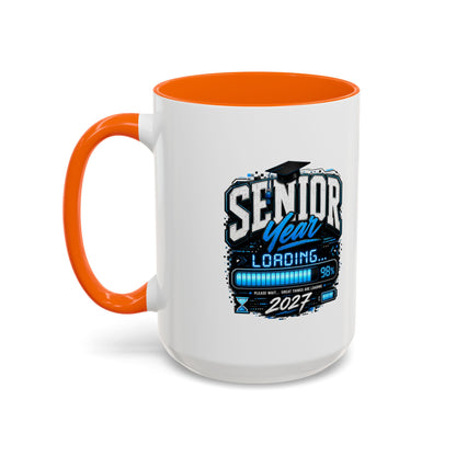Senior Year Loading 2027 Accent Coffee Mug — Graduation Gift Cup (11/15oz)