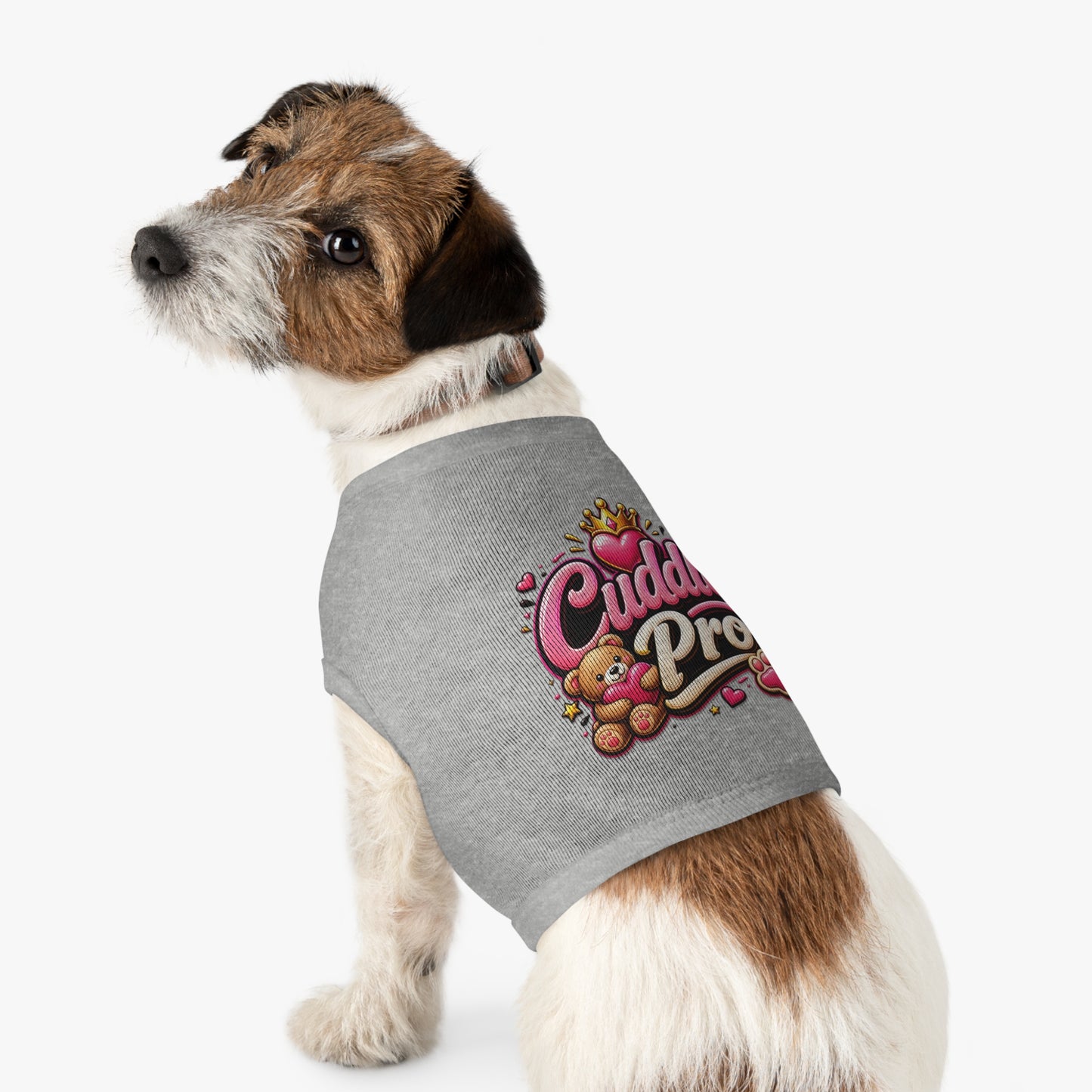 Cuddle Pro Pet Tank Top — Cute Teddy & Heart Dog/Cat Tee