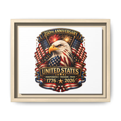 Patriotic Eagle 250th Anniversary Framed Canvas Print — United States 1776–2026