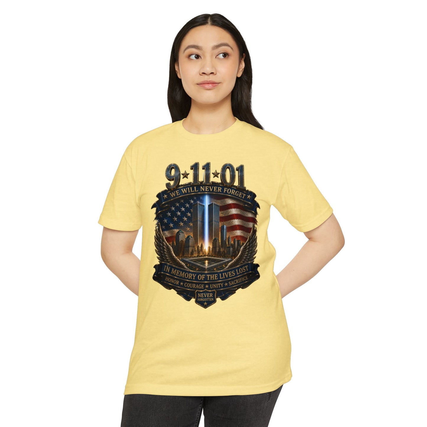 9/11 Memorial T-Shirt — "We Will Never Forget" Tribute Tee