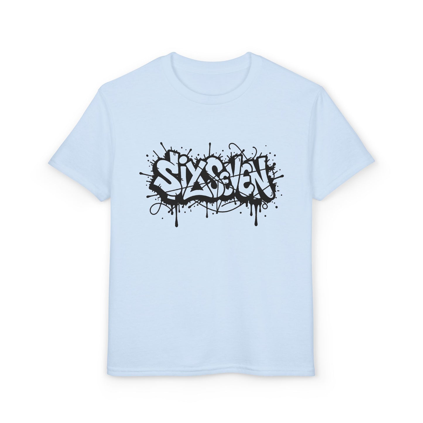 Youth T-Shirt — 'SixxSeven' Black Graffiti Drip Streetwear Tee