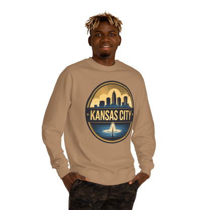 Kansas City Skyline Crewneck Sweatshirt – Cityscape Fountain Graphic