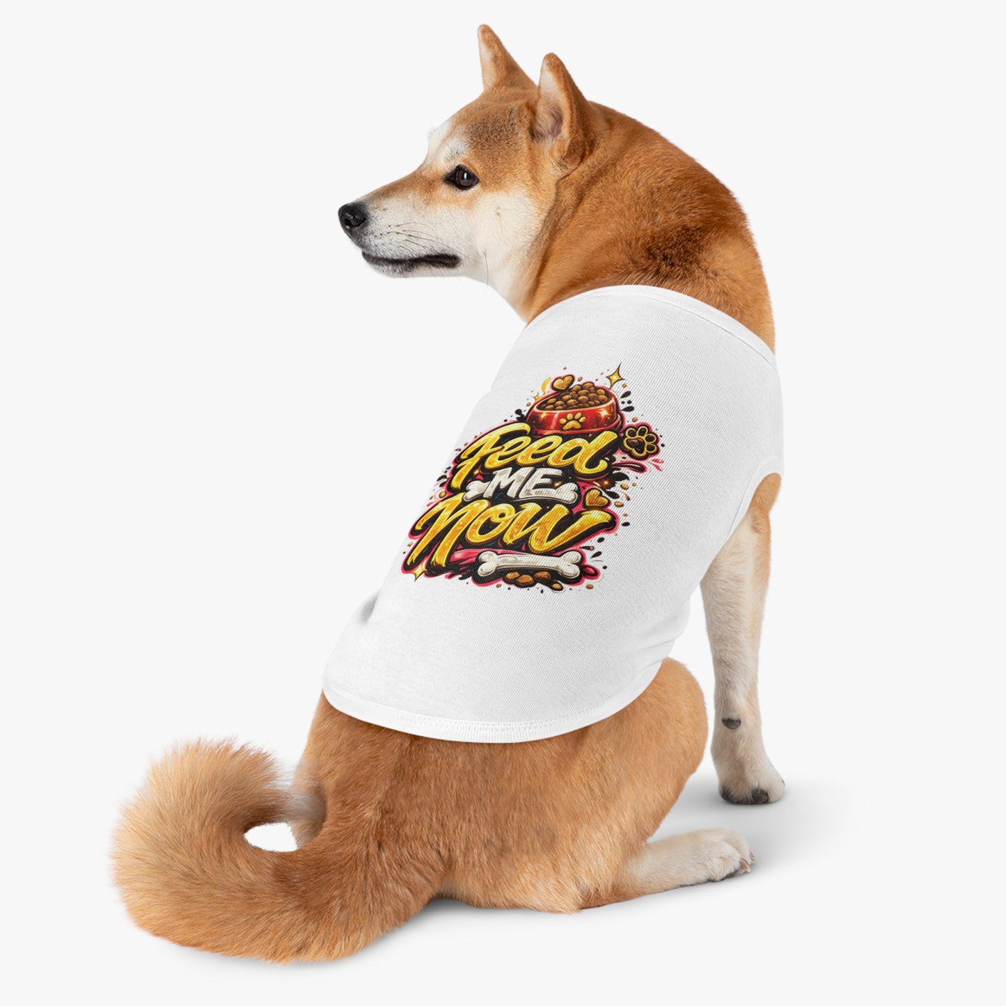 Dog Tank Top - "Feed Me Now" Funny Pet Feeding Shirt
