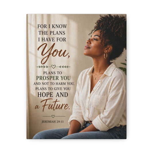 Jeremiah 29:11 Canvas Wall Art — "For I Know the Plans I Have for You" Inspirational Stretched Canvas