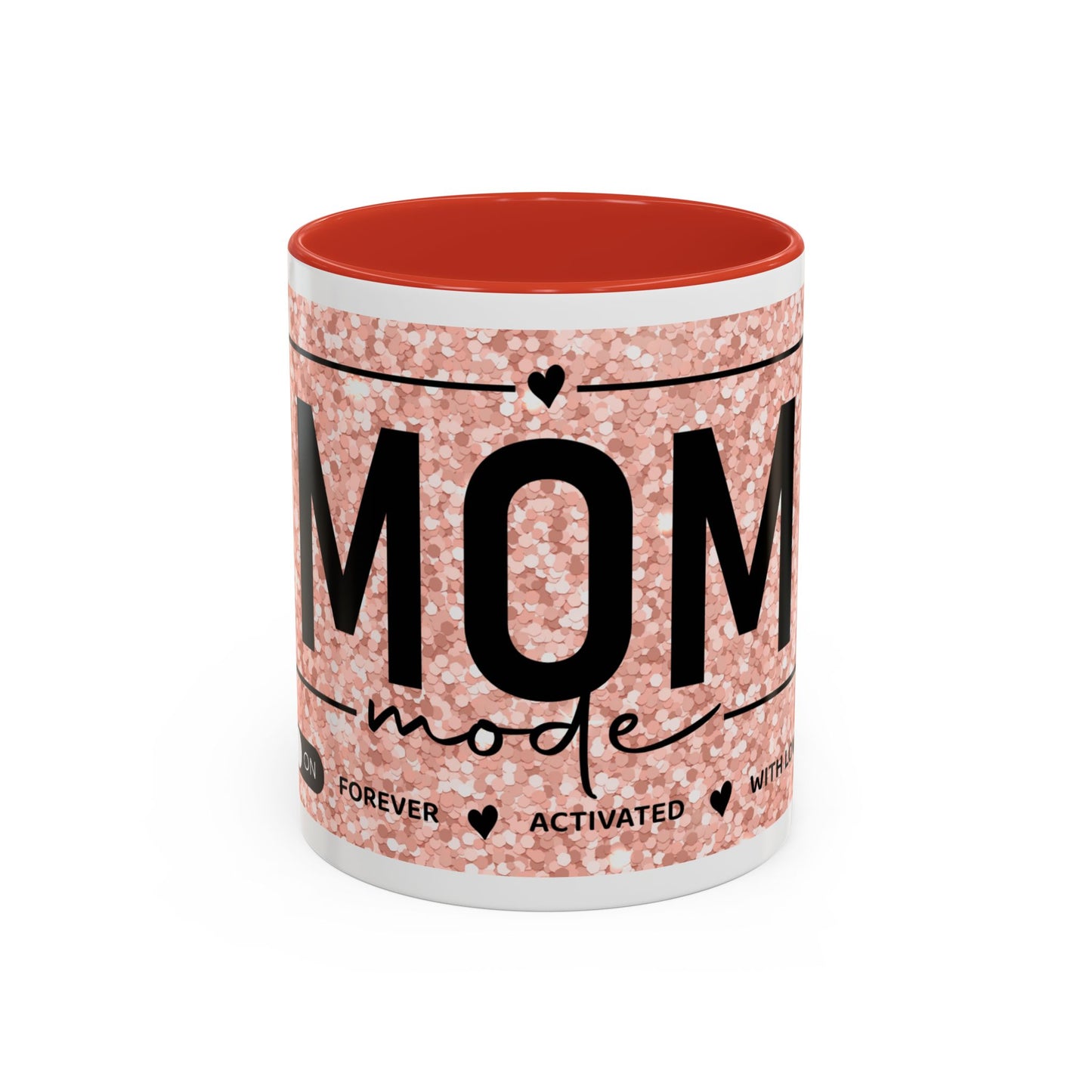 Mom Mode Glitter Accent Coffee Mug – 'Mom Mode' Rose Gold Sparkle (11/15oz)